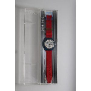 Swatch Watch 1991 Chrono JFK SCN103 Blue Red Wristwatch